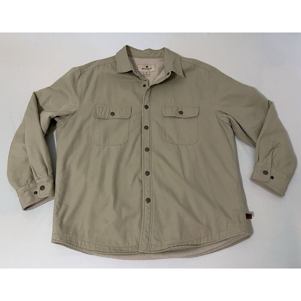 Woolrich Mens Barley Heavy Workwear‎ Fleece Snap Button Khaki Thick 6230 Size XL